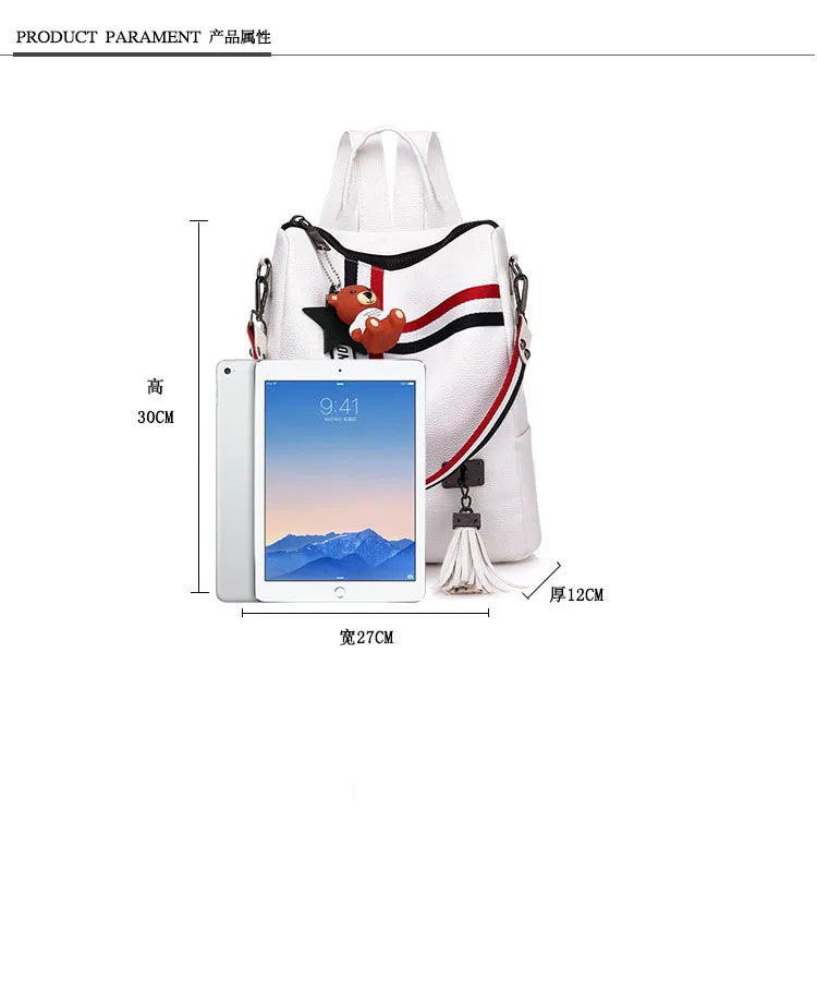 WHITE BLACK Bags For Women  New Fashion Zipper Ladies Backpack PU Leather School Bag Crossbody shoulder bag for you