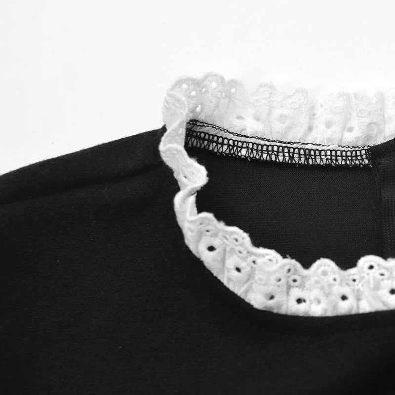 Sexy A-LINE Dress Women New Autumn Fashion Streetwear O-Neck Lace Slim Black Dress Female Clubwear Elegant Party Mini Dresses