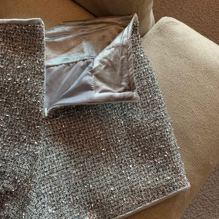 Shorts for Women Sexy High Waist Silver Sequins Short Mujer Y2k Straight Wide Leg Casual Cargo Pantalones Cortos De