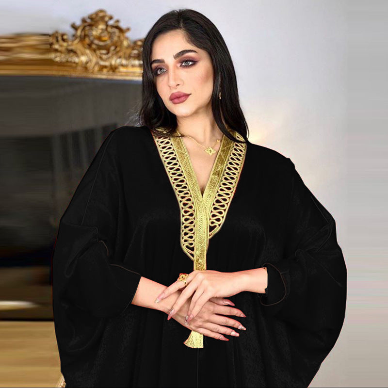 Ramadan Satin Dress Muslim Fashion Ropa De Mujer Envio Gratis  Abayas for Women 2022 American Clothing Bat Sleeve Robe Vestido