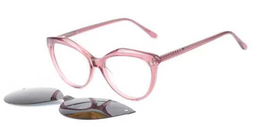 Polaroid Cat Eye Magnet Sunglasses Acetate Women Polarized Clip On Glasses Frame Uv400 Prescription Optical Myopia Eyewear