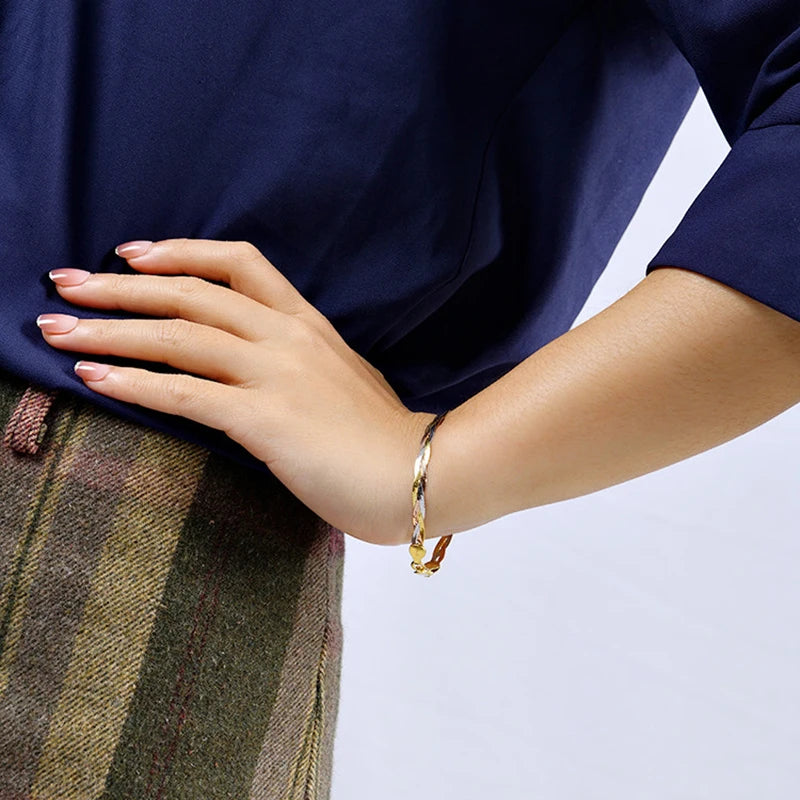 MIQIAO Genuine 925 Sterling Silver Italian Bracelets Jewelry For Women Three Color Threads Woven Gift Party Hand Bracelets