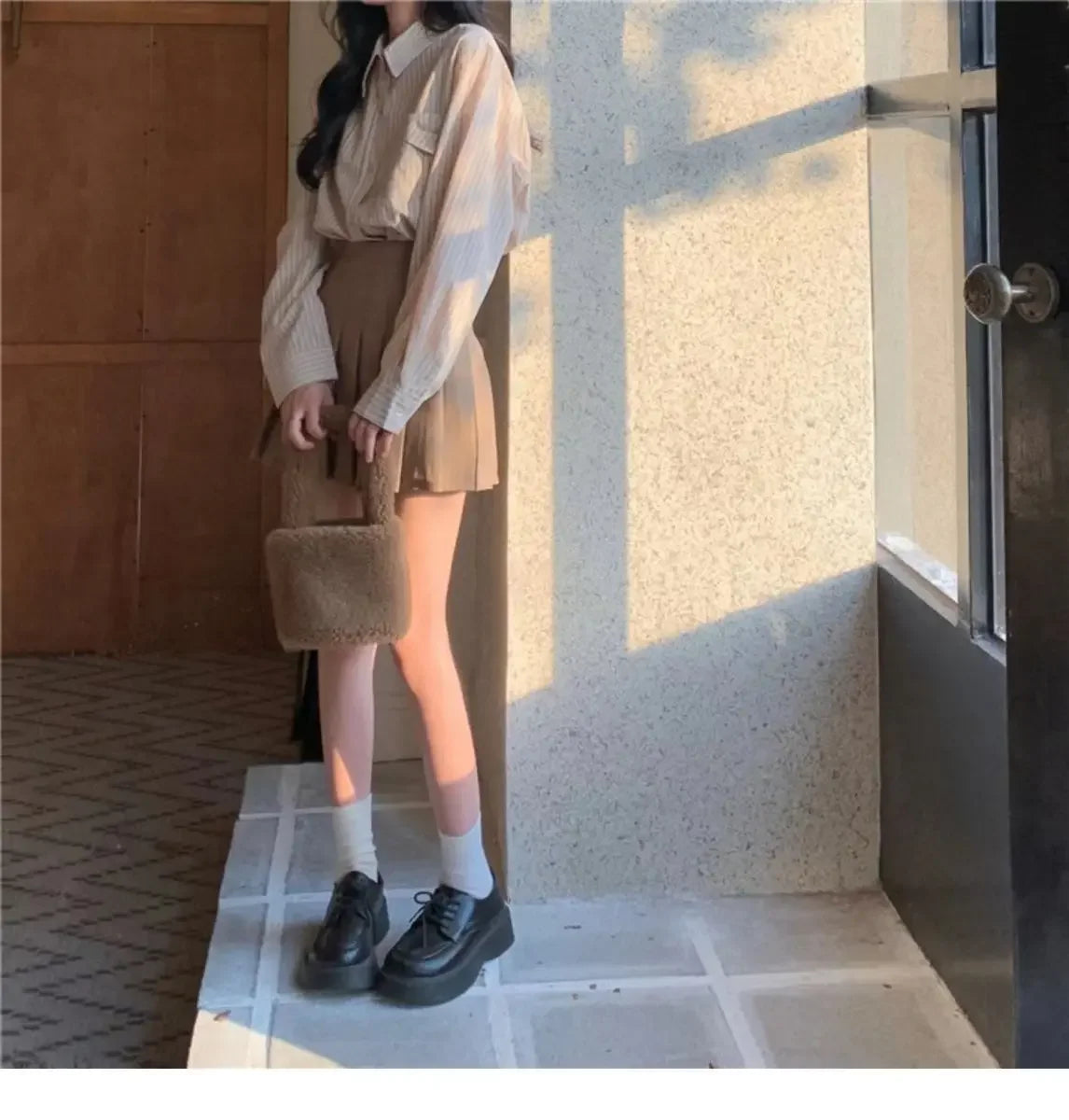 korean fashion Shirts for Women Loose Versatile Long Sleeves Blouse Pocket Casual Spring New Blue Striped Women's Shirt