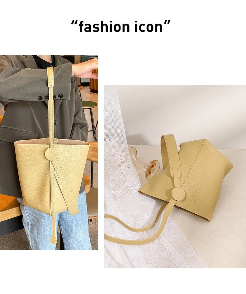 Commuter female package 2025 new oblique design senior feeling handbags women's shoulder bag, small hand-held tote bag bucket
