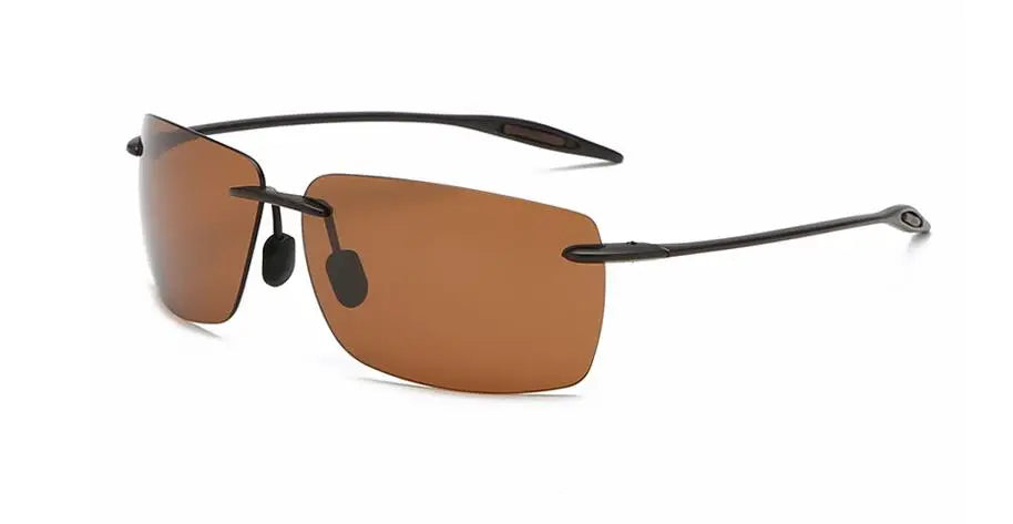 The Matrix Polarized Classic Sports Rimless Sunglasses Men Orange Male Driving Rectangle Ultralight Frame Sun Glasses UV400