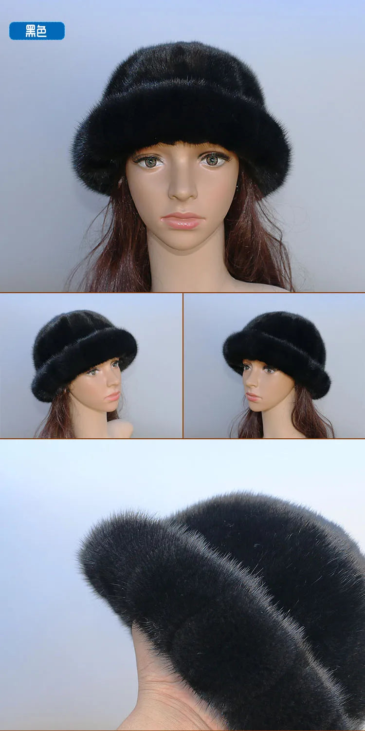 The new fur hat hot mink hat fashion Topper warm autumn and winter women short brimmed hat