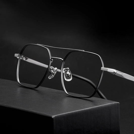 Full Rim Metal Frame Glasses for Men and Women, Titanium Legs, Retro Style, Polygon Myopia Eyewear, New Arrival