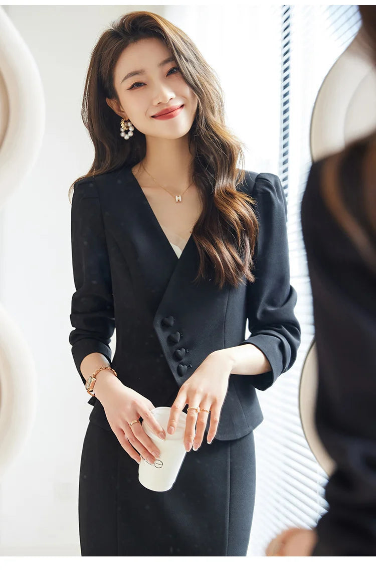 Formal Women Business Suits with Blazer Coat and Fishtail Skirt Professional Ladies Office Work Wear Uniform Clothing Sets