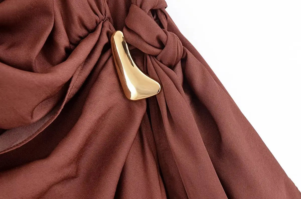 MYST&ZA2025 new summer women's clothing casual fashion comfortable slim sexy inlaid backless midi halter neck short dress