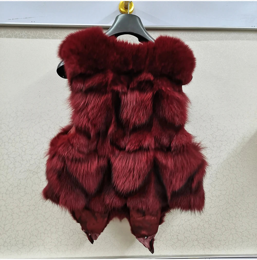 2025 Women Luxury 100% Genuine Real Fox Fur Vest Natural Soft Fox Fur Sleeveless Jacket New Lady Quality Warm Real Fox Fur Gilet