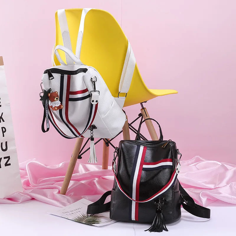 WHITE BLACK Bags For Women  New Fashion Zipper Ladies Backpack PU Leather School Bag Crossbody shoulder bag for you