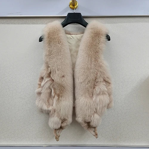 2025 Women Luxury 100% Genuine Real Fox Fur Vest Natural Soft Fox Fur Sleeveless Jacket New Lady Quality Warm Real Fox Fur Gilet
