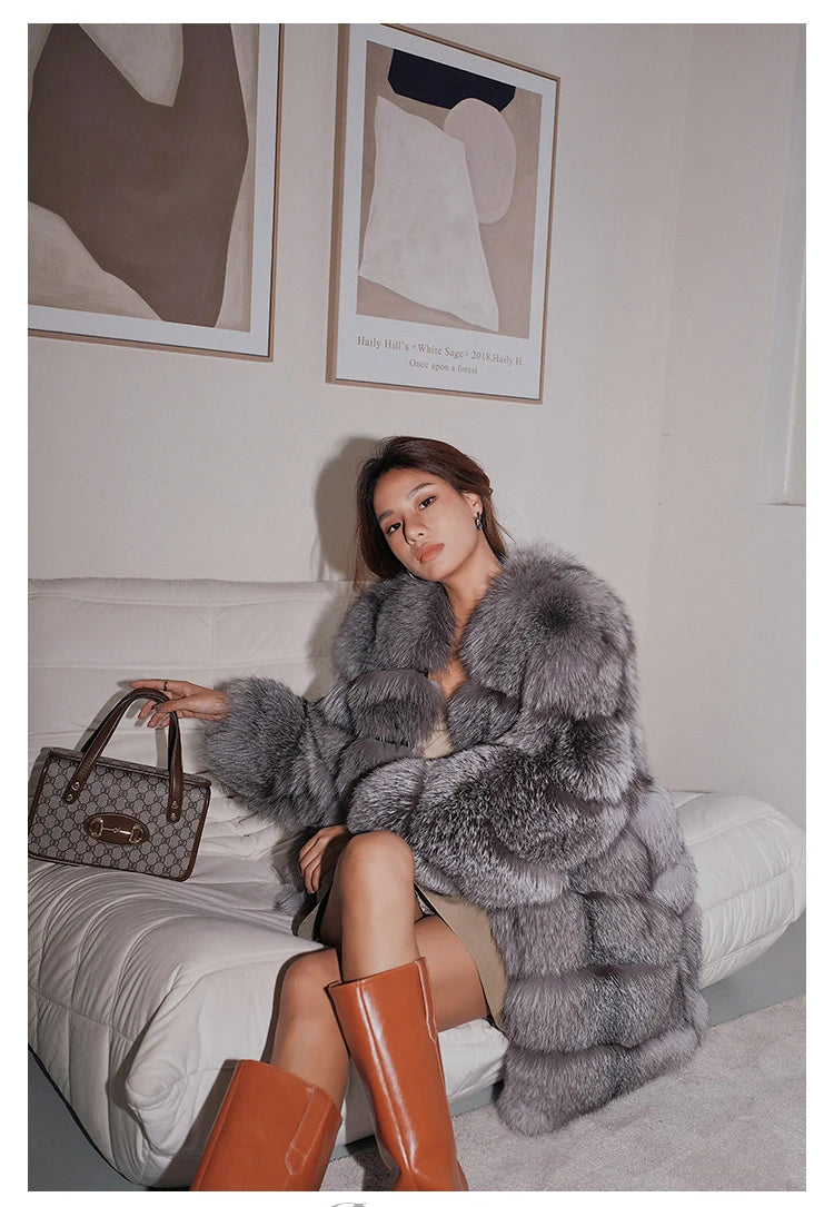 Fangtai 2023 Natural Real Fox Fur Coat Fur Coat Women Warm Luxury Free Shipping Fashion Female Vest Women's Winter Cold Jacket