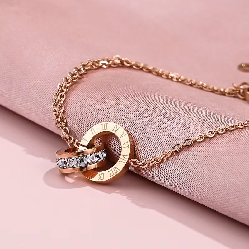 2022 New Stainless Steel Necklaces and Bracelet for Women Roman Numerals Luxury Chain Necklace Fashion Jewelry Girl Gift Trendy