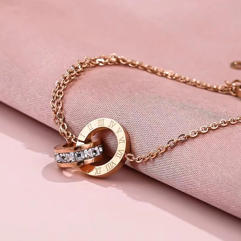 2022 New Stainless Steel Necklaces and Bracelet for Women Roman Numerals Luxury Chain Necklace Fashion Jewelry Girl Gift Trendy