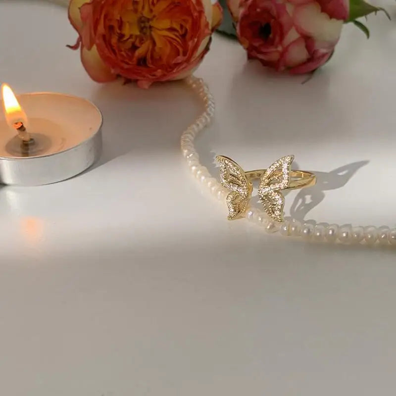 Punk Girl Ring 2022 Fashion New Temperament Ring High-end Sense Fairy Bow Crystal Personality Light Luxury Index Finger Ring