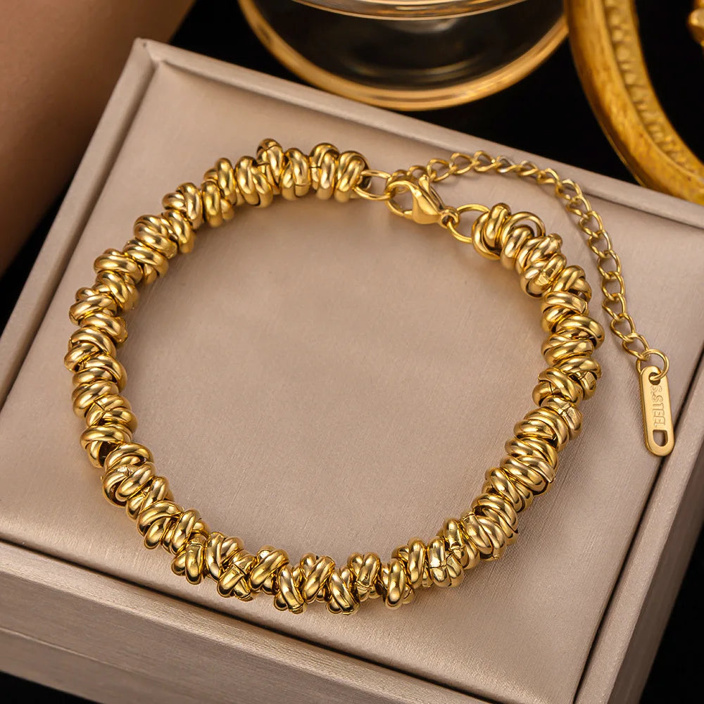 Stainless Steel Gold Color Fashion Coarse Chain Bangle Bracelet For Women Exquisite Wrist Jewelry Gift Dropshipping