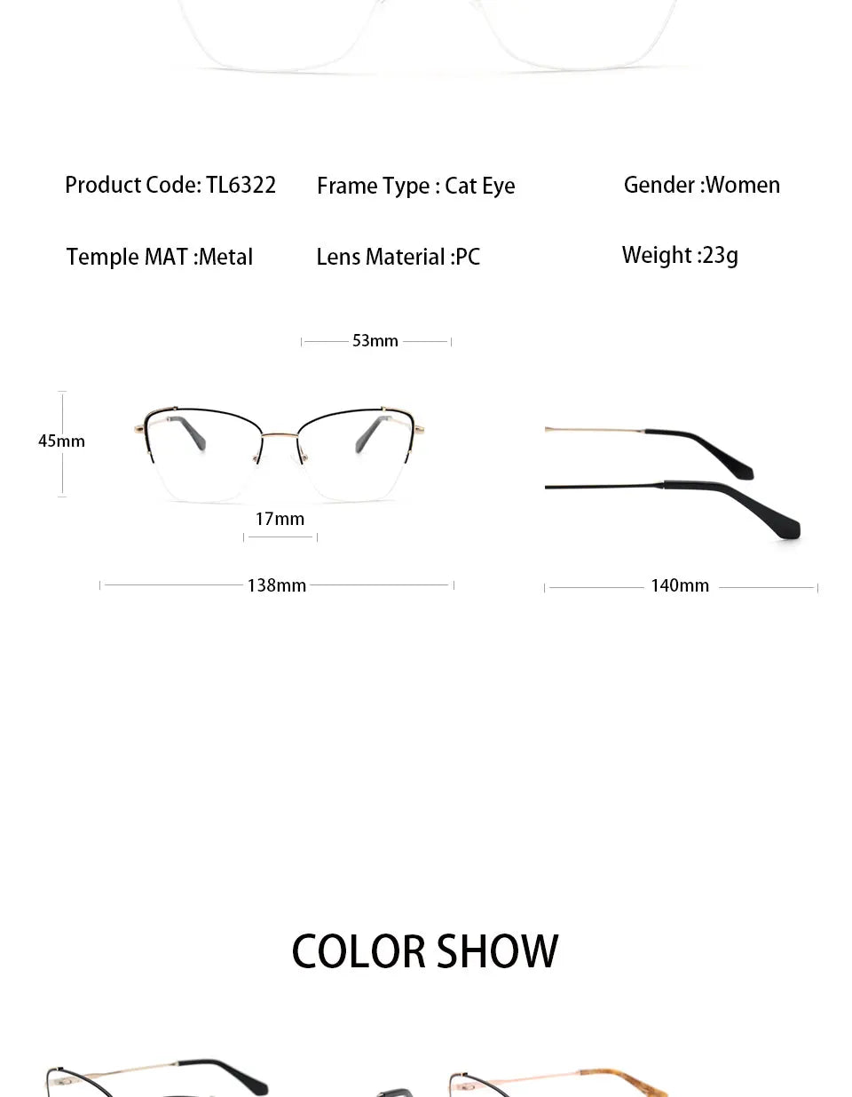 KANDREA Metal Glasses Frame Women Fashion Retro Square Myopia Optical Prescription Eyeglasses Female Spectacle Eyewear TL6322