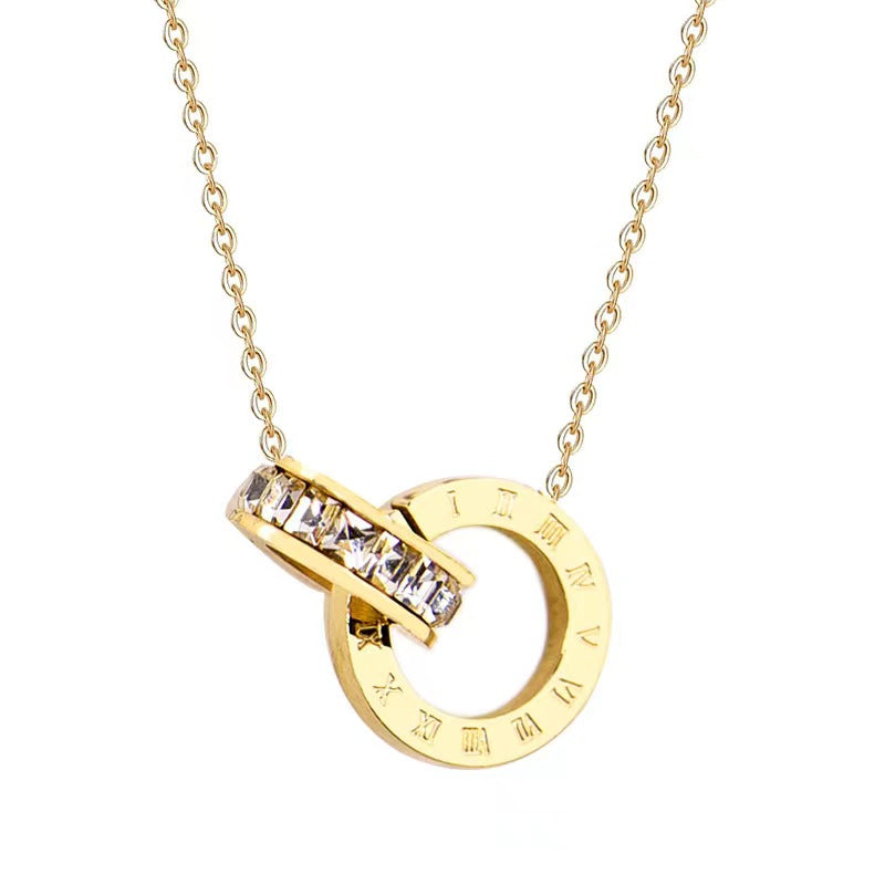 2022 New Stainless Steel Necklaces and Bracelet for Women Roman Numerals Luxury Chain Necklace Fashion Jewelry Girl Gift Trendy