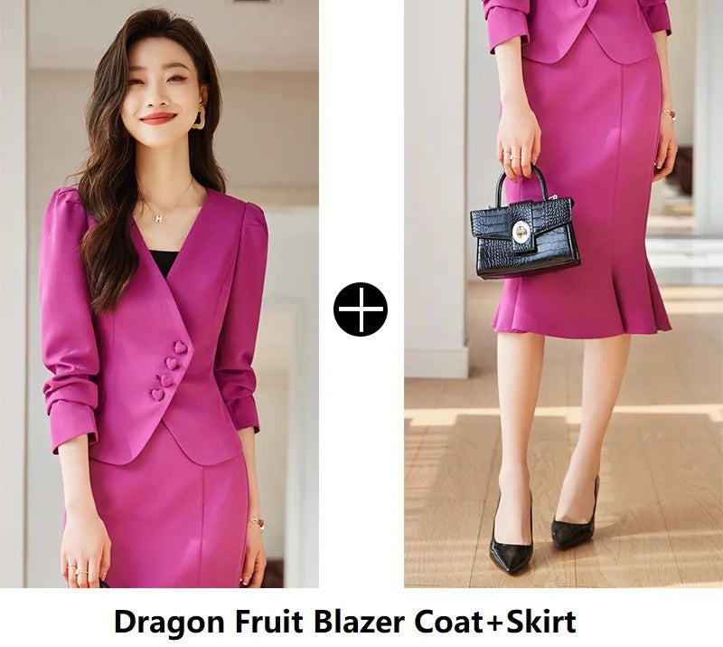 Formal Women Business Suits with Blazer Coat and Fishtail Skirt Professional Ladies Office Work Wear Uniform Clothing Sets