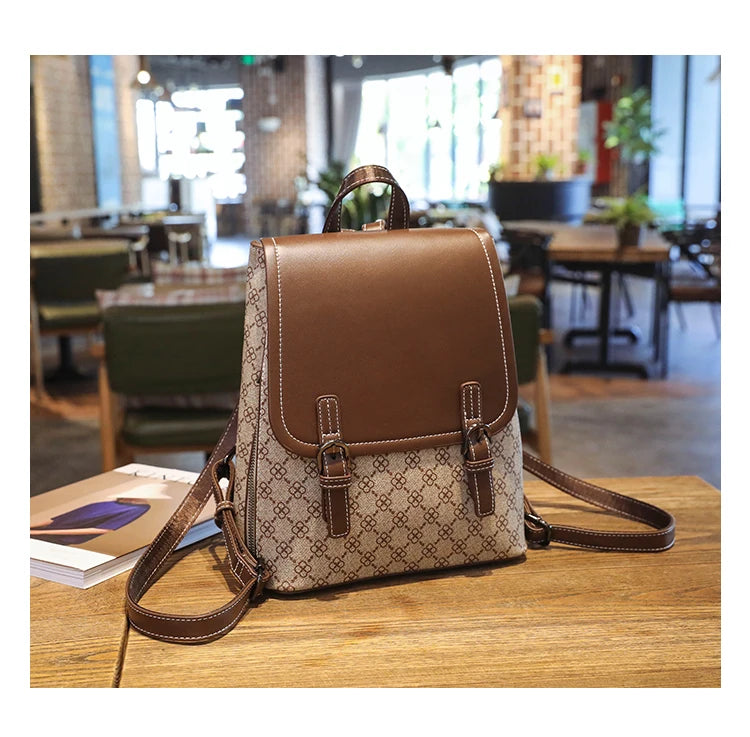 Backpack For Women 2023 New Business Work Shopping Casual Designer Elegant High Capacity Preppy Pu Leather  Waterproof Back Bag