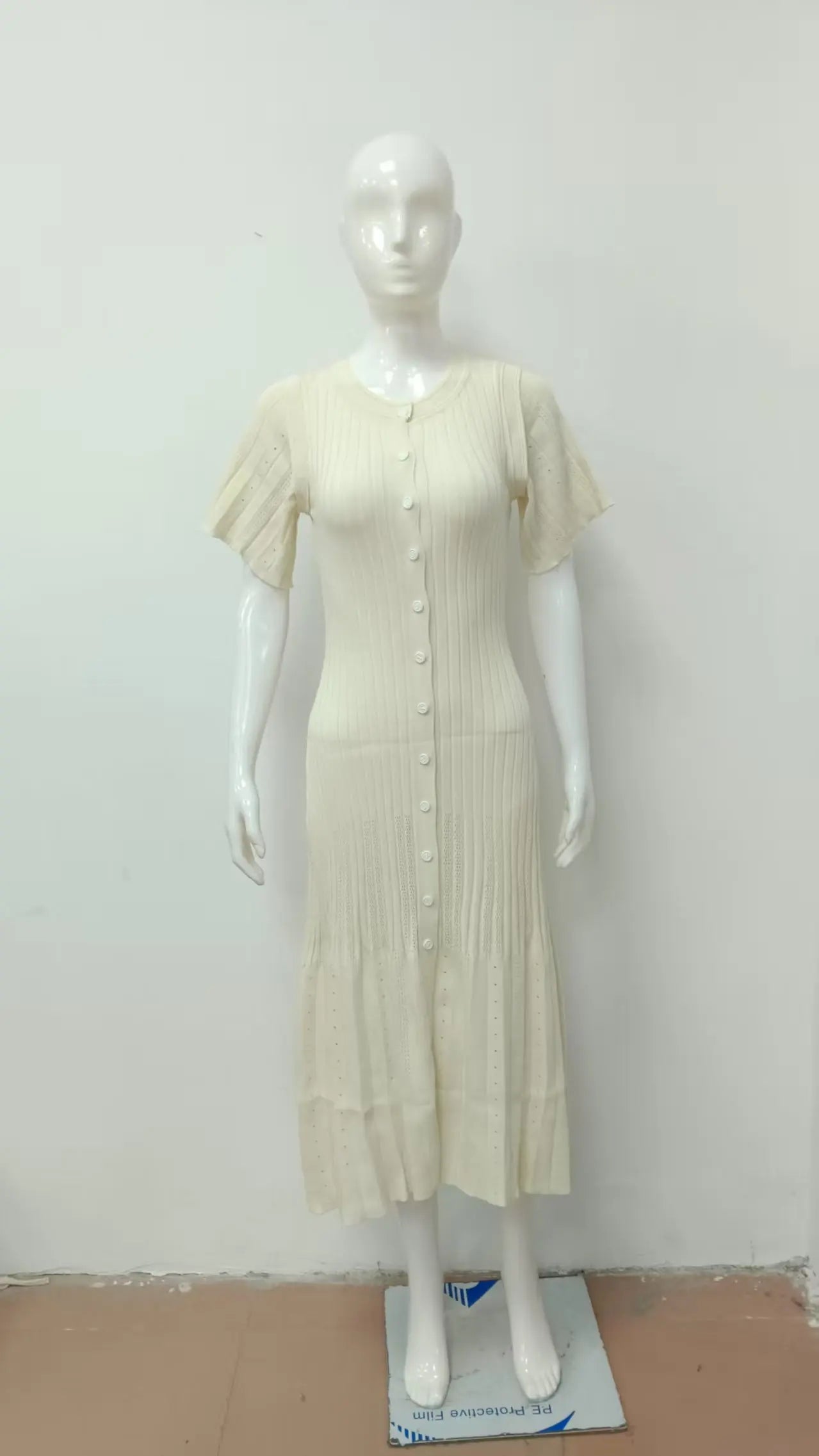 Elegant Knitted Single Breasted Midi Dress Women's Patchwork Dresses Female 2025 Summer Robe New Black Beige Robes Evening Party