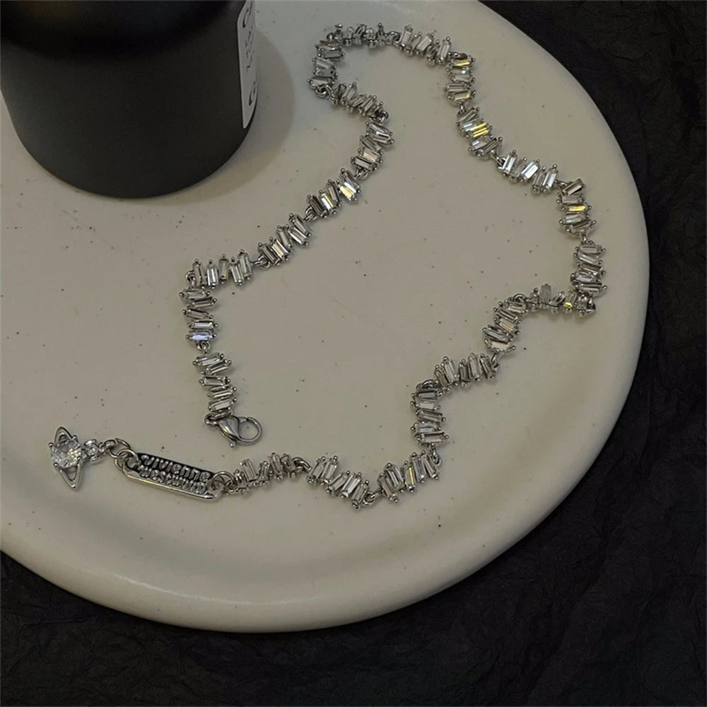 Vintage Temperament personality Minimalism Style Zircon Necklace for women's  Jewelry  accessories