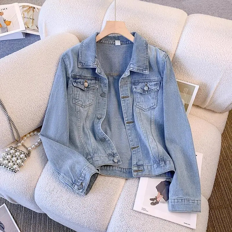New In Denim Jacket For Women Spring Autumn Korean Fashion Vintage Jean Coats 2025 Female Casual Outerwears