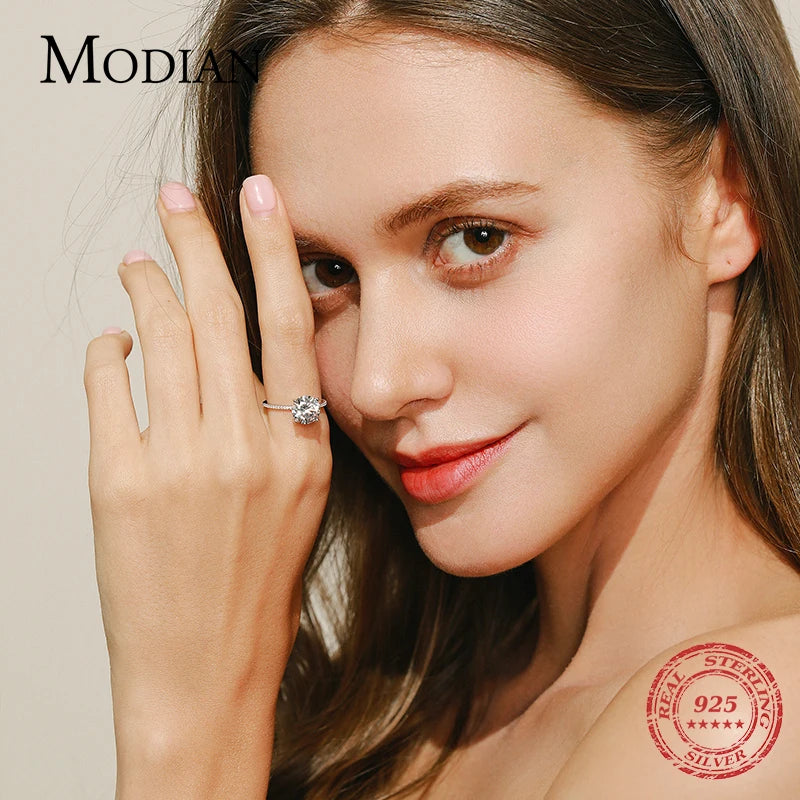 2023 Classic Luxury Real Solid 925 Sterling Silver Ring 3Ct 10 Hearts Arrows Zircon Wedding Jewelry Rings Engagement For Women