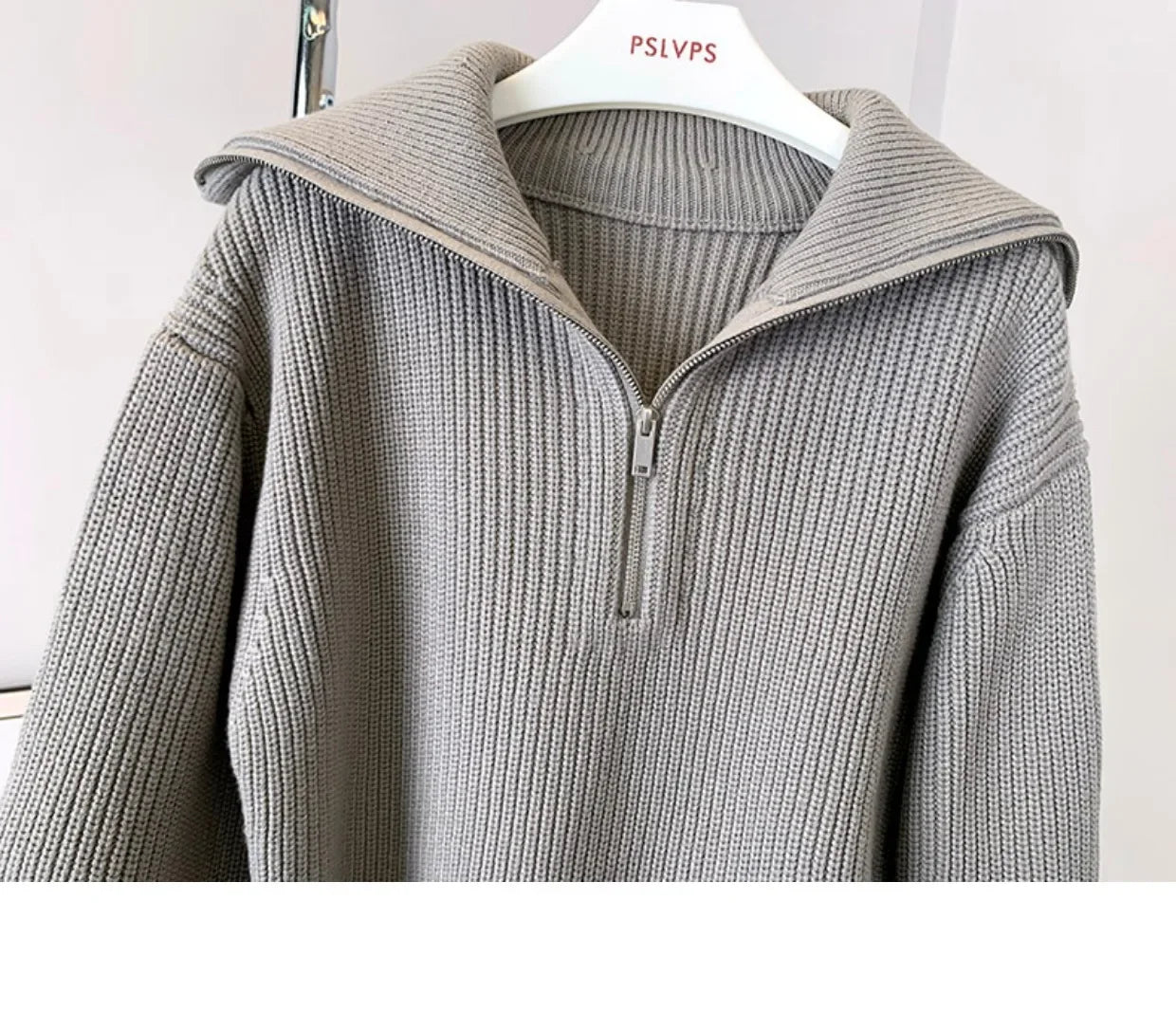 Women's Winter Sweaters Solid Grey Ladies Turtleneck Casual Loose Thick Zippers Pullovers Beautiful Oversized Sweater Women