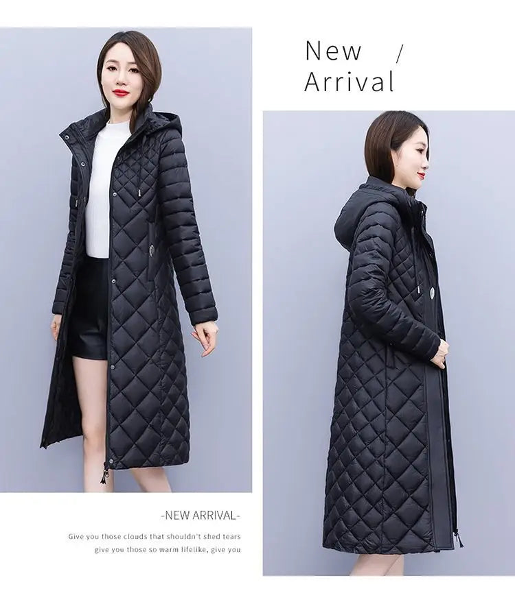 New Cotton-Padded Women Light Down Cotton Coat Long Autumn Winter Jacket Supersize Female Detachable Hooded Parker Overcoat 7XL
