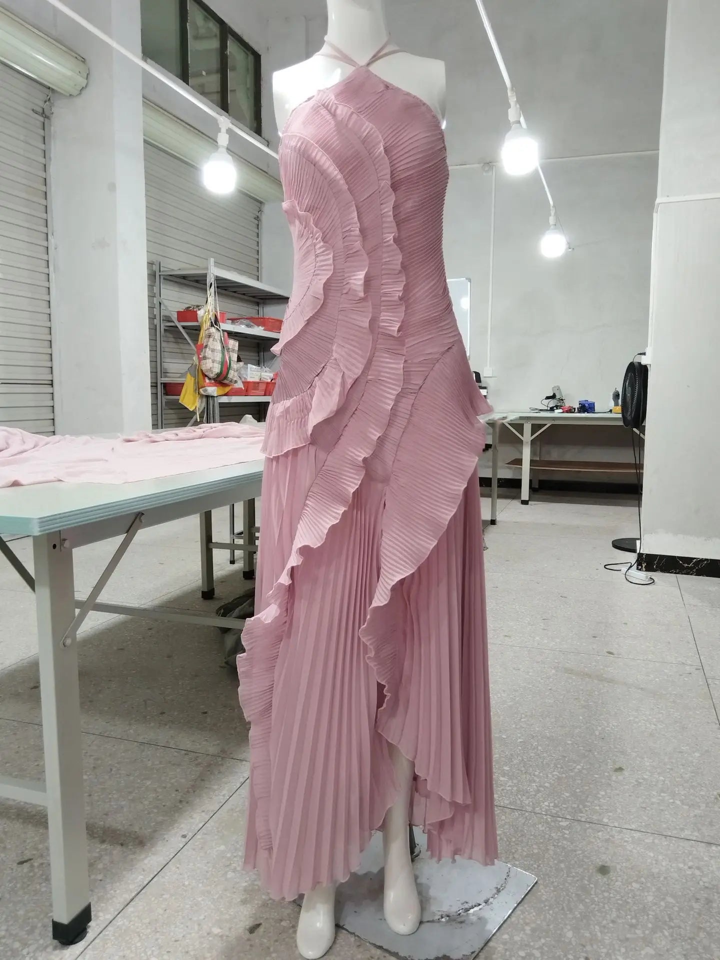 Purple Ruffle Irregular Maxi Dress for Women Sexy Halter Backless Party Dresses Summer Fashion Chiffon Holiday Fairy Dress 2025