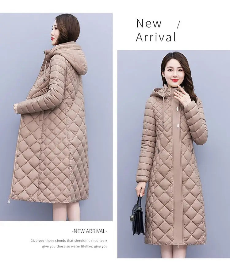 New Cotton-Padded Women Light Down Cotton Coat Long Autumn Winter Jacket Supersize Female Detachable Hooded Parker Overcoat 7XL