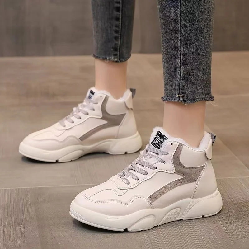 ZANPACE Women Casual Sneakers Winter Warm Platform Woman Snow Boots Plush Fur Warm Women Shoes Lace Up Spring Female Footwear