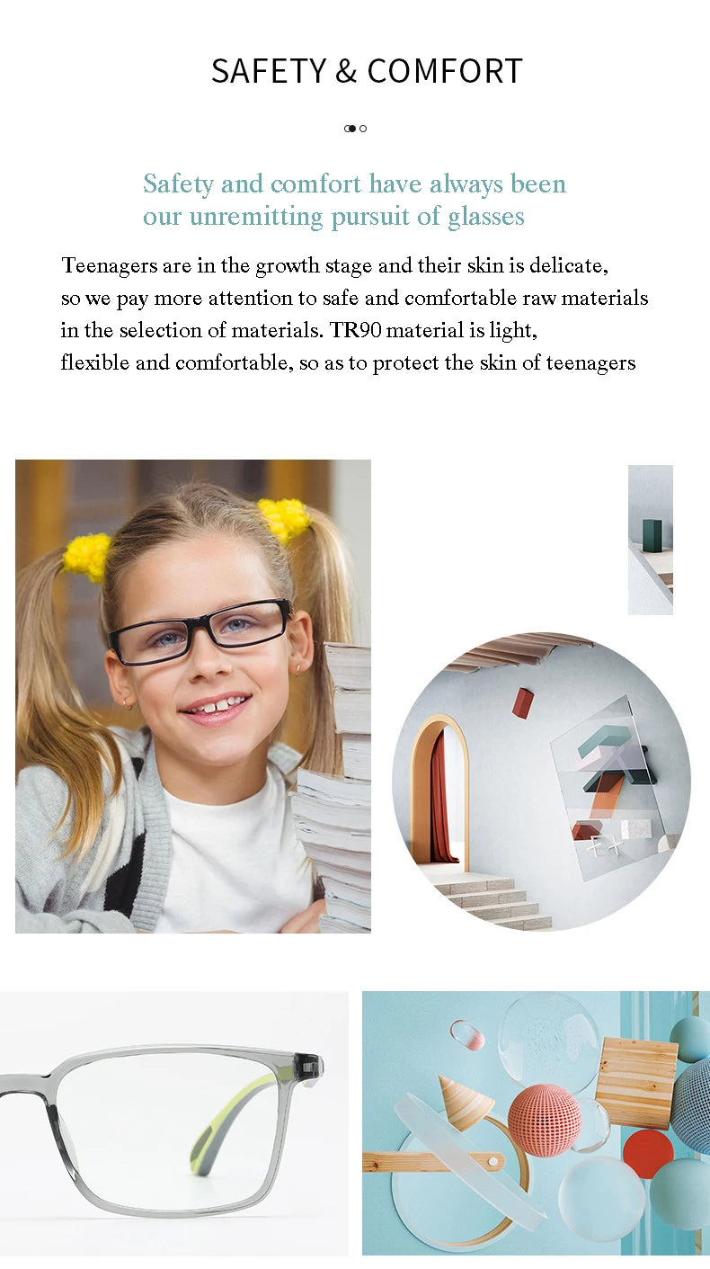 New Blue Light Blocking Glasses Frame Optical Prescription Eyewear Fashion Men and Women Full Rim TR-90 Plastic Flexible Specs