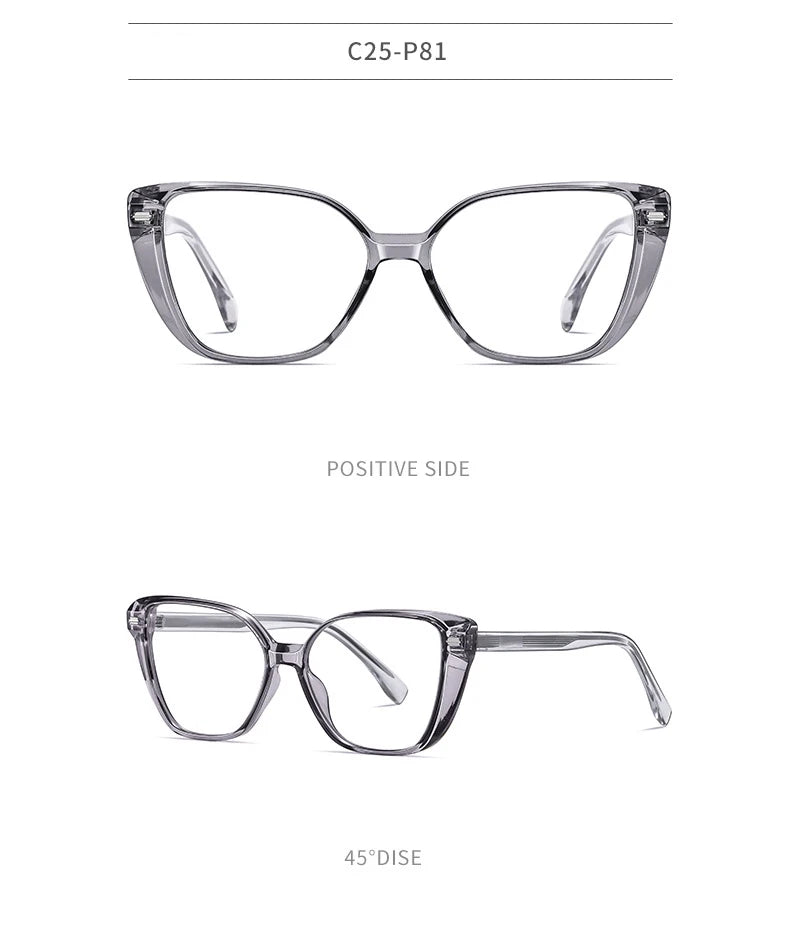 Women Fashion Cat Eye Shape Optical Glasses Frame with Recipe Prescription Female Eyewear Stylish Full Rim TR-BC908
