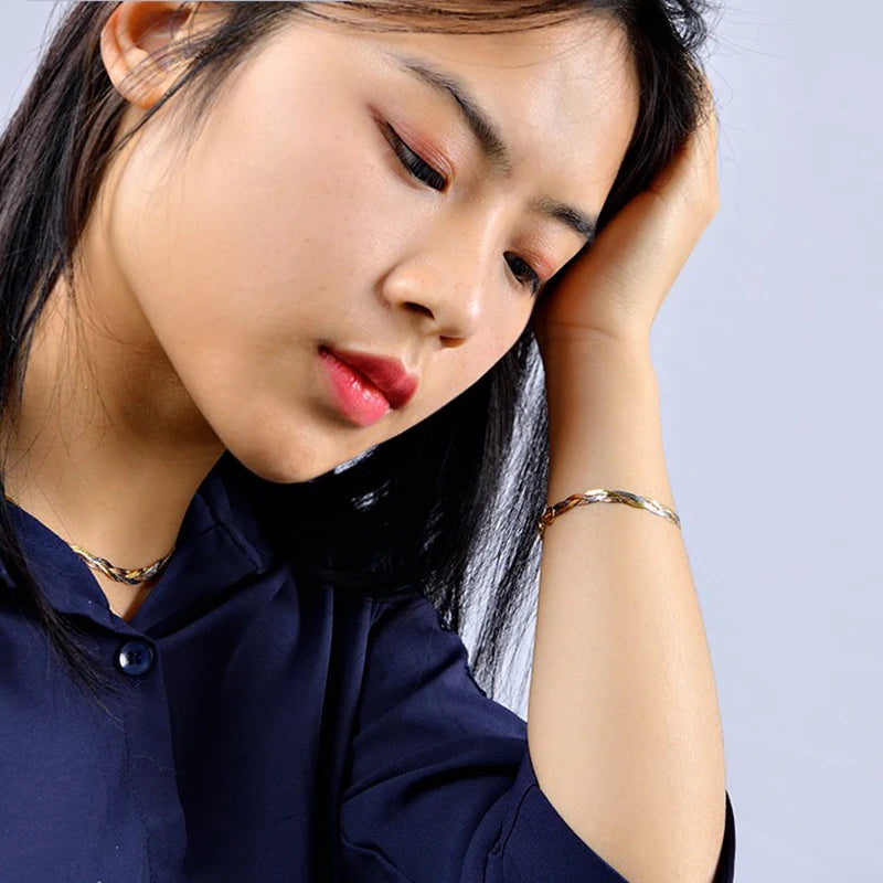 MIQIAO Genuine 925 Sterling Silver Italian Bracelets Jewelry For Women Three Color Threads Woven Gift Party Hand Bracelets