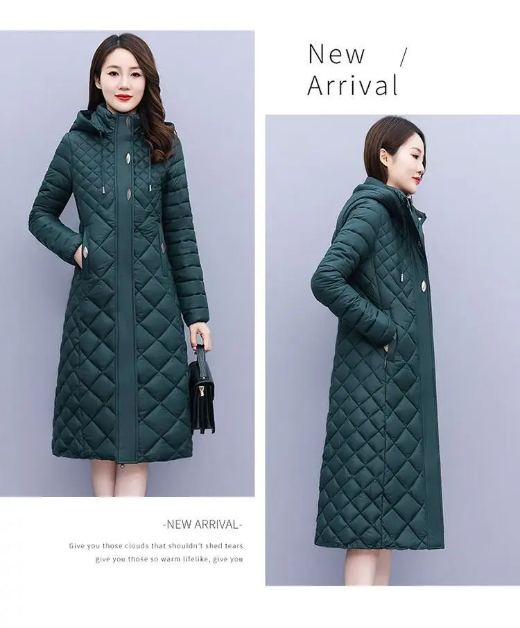 New Cotton-Padded Women Light Down Cotton Coat Long Autumn Winter Jacket Supersize Female Detachable Hooded Parker Overcoat 7XL