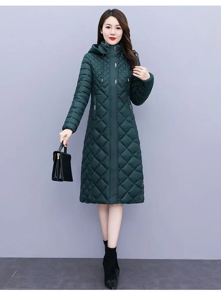 New Cotton-Padded Women Light Down Cotton Coat Long Autumn Winter Jacket Supersize Female Detachable Hooded Parker Overcoat 7XL