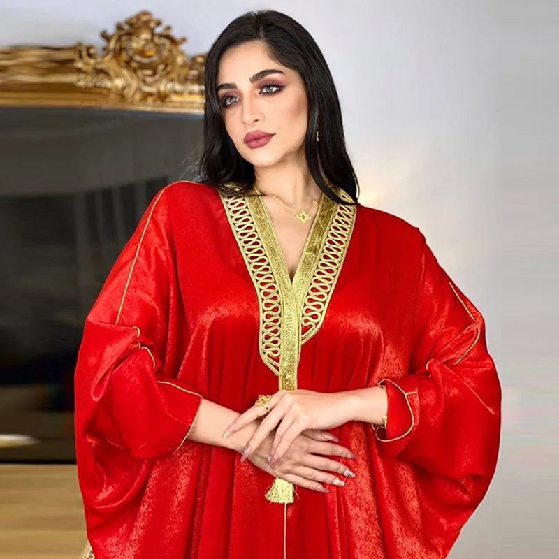 Ramadan Satin Dress Muslim Fashion Ropa De Mujer Envio Gratis  Abayas for Women 2022 American Clothing Bat Sleeve Robe Vestido