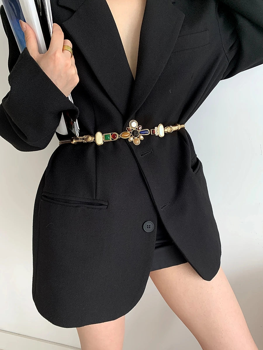 Women Dresses Metal Belt Fashion Sparkly Rhinestone Waistband Travel Party Decoration Waist Chain Bands Clothing Skirt  Accessor