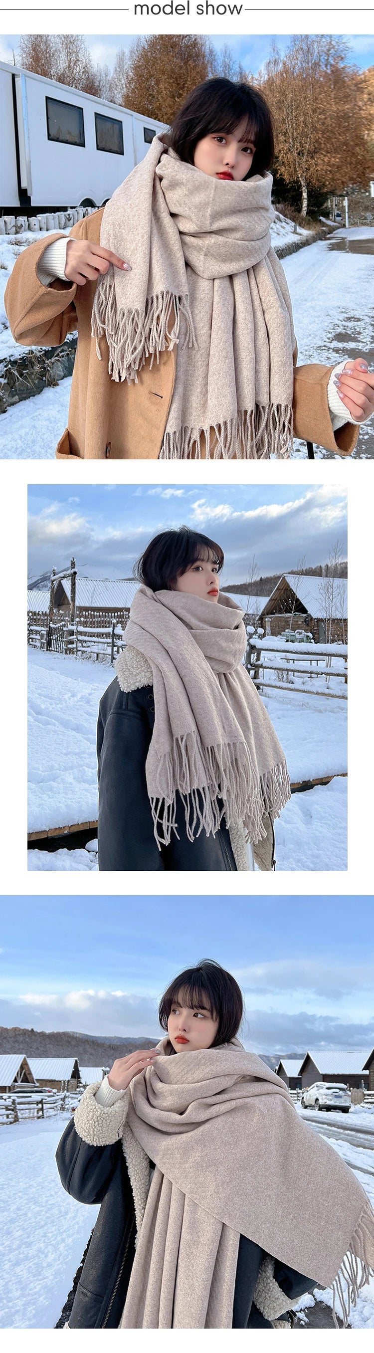 Winter Knitted Cashmere Vintage Scarf Ladies Women Hijab Scarve Pashmina Mujer Female Foulard Bufanda Big Blanket Shawl Echarpe