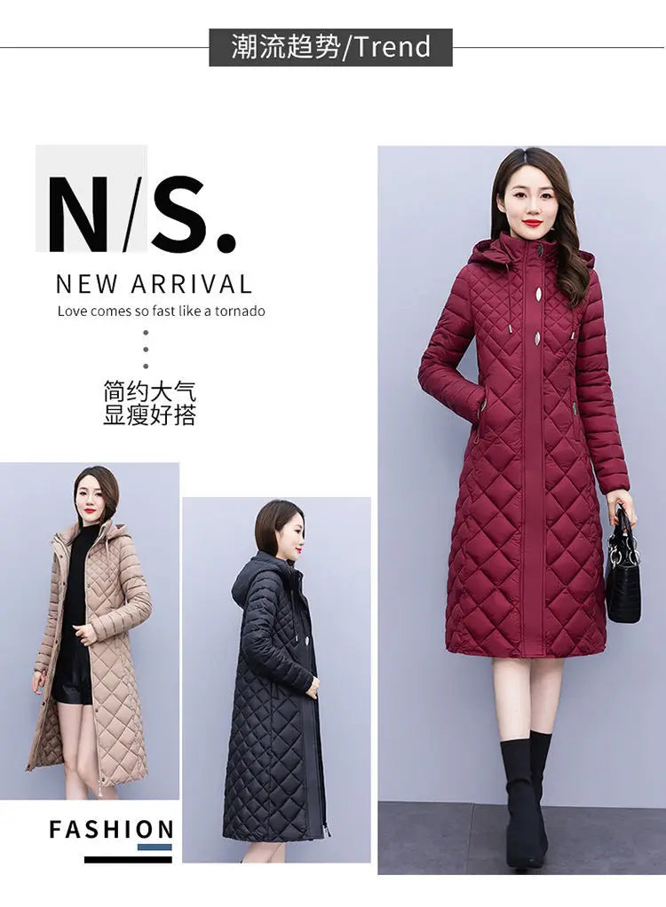New Cotton-Padded Women Light Down Cotton Coat Long Autumn Winter Jacket Supersize Female Detachable Hooded Parker Overcoat 7XL