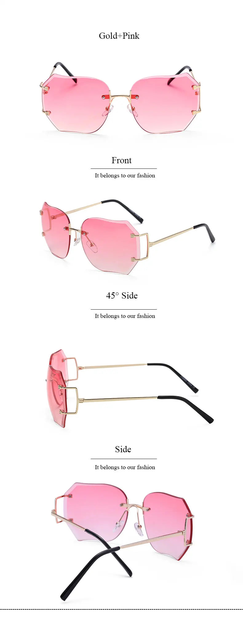 2023 New rimless Frame Metal Sunglasses Women Cool Style Clear Brand Designer retro Square Shades Female Style Dropshiping