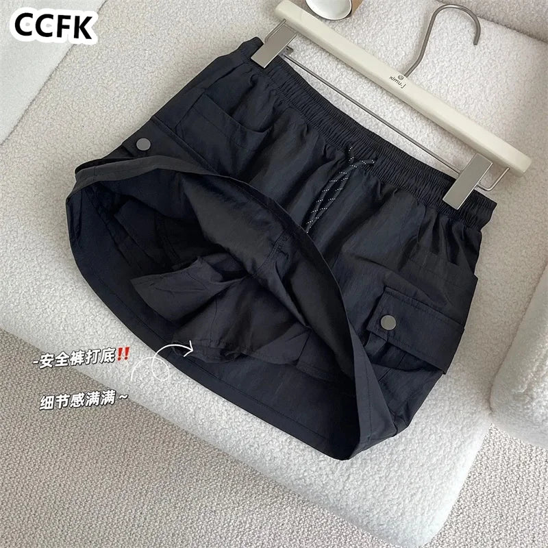 Techwear Grunge Aesthetic Skirt Set Emo Egirl Clothes Black Sporty Women Vintage Gothic Hoodies Cargo Skirts Y2k 2023 Autumn New