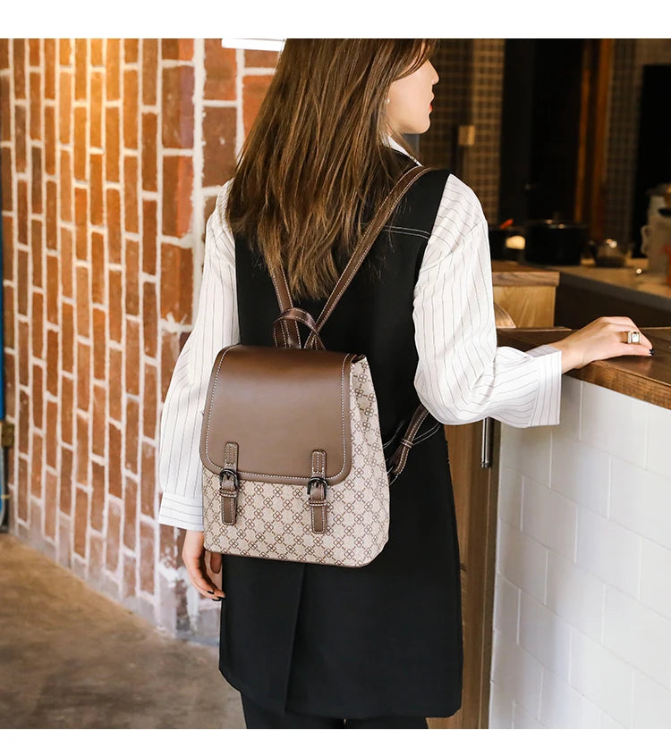 Backpack For Women 2023 New Business Work Shopping Casual Designer Elegant High Capacity Preppy Pu Leather  Waterproof Back Bag