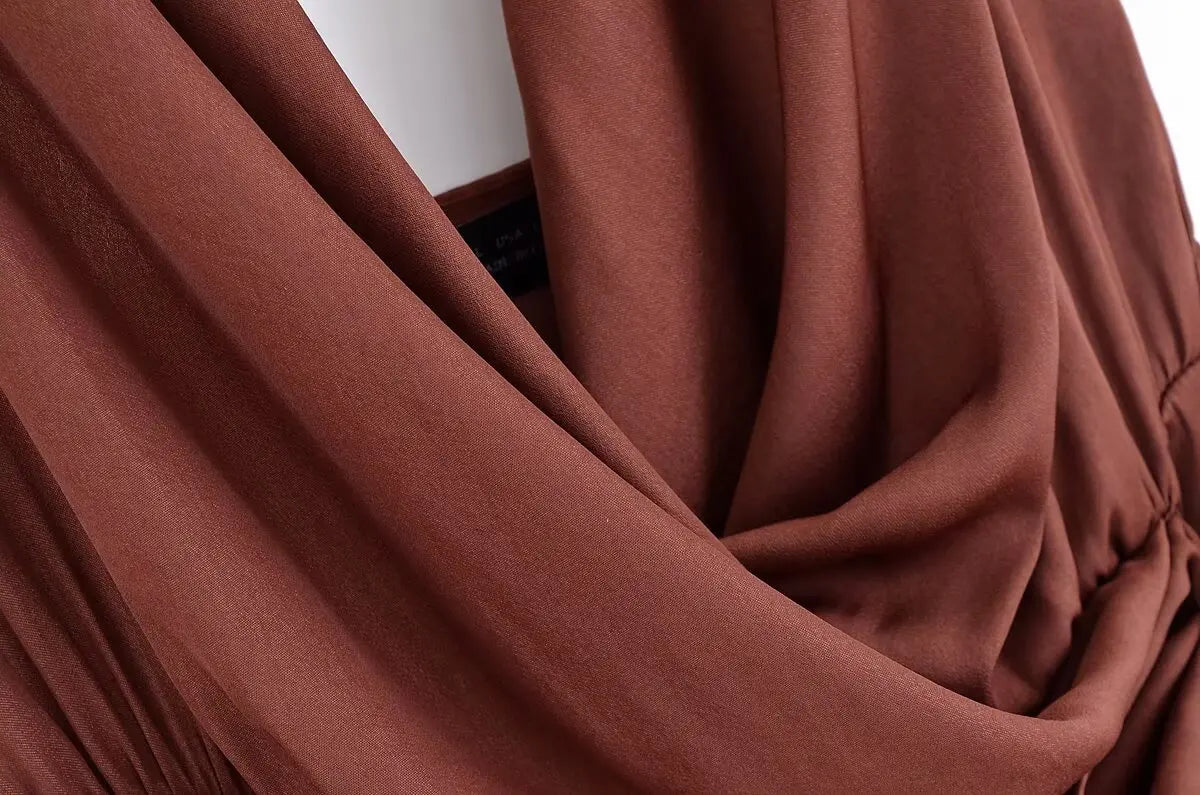 MYST&ZA2025 new summer women's clothing casual fashion comfortable slim sexy inlaid backless midi halter neck short dress