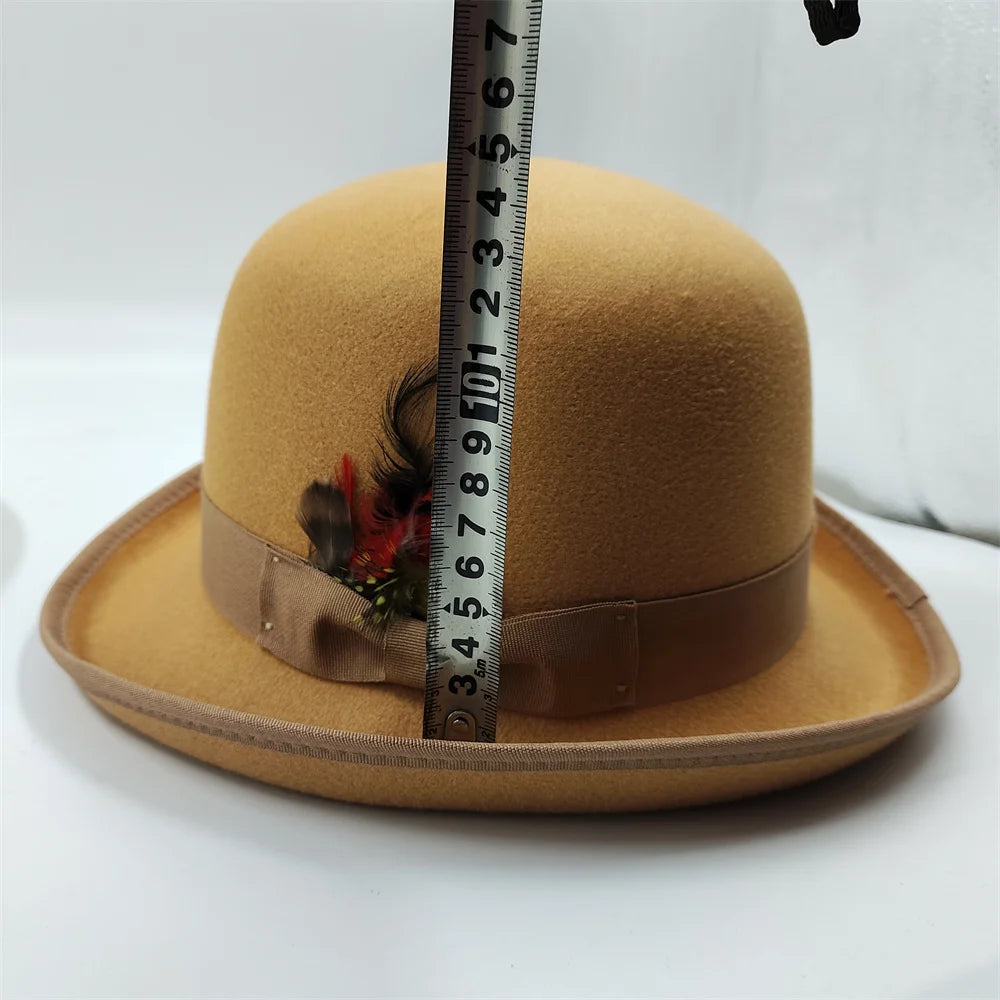 2024 New Fashion Women Men's Fedora Church Roll Up Brim Homburg Jazz Hat Feather Hat Lady Gentleman Gambler Panama Trilby Hat