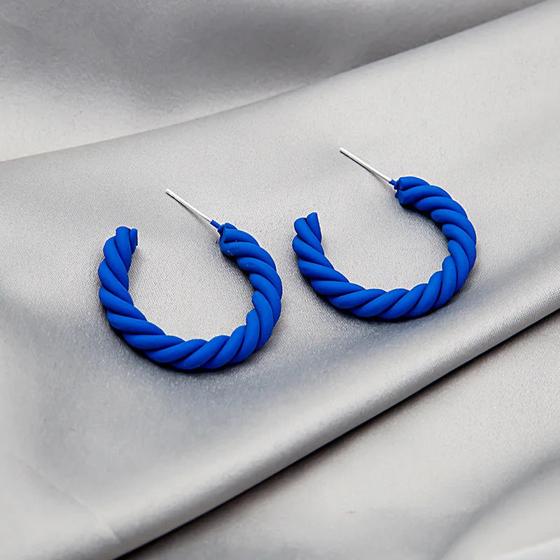 Royal Blue Series Stud Earrings Collection Heart Bowknot Circle Square Geometric Klein Blue Crystal Earrings Women Jewelry