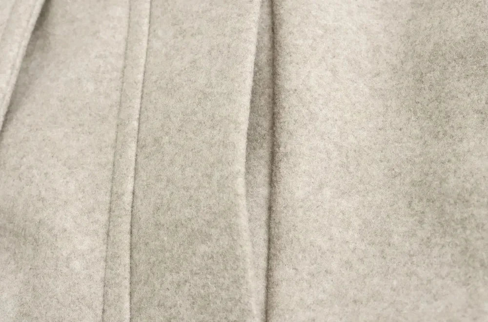 Women's Fashion Casual Loose Long Coat Coat Autumn and Winter Double-breasted Lapel Coat Warm and Soft Solid Colour Coat